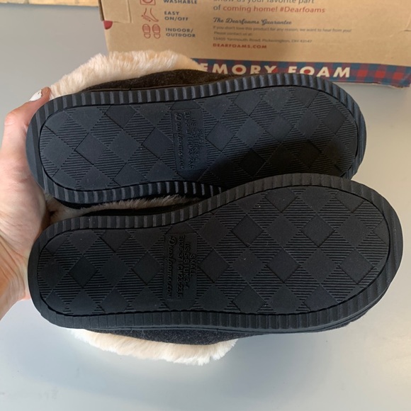 NIB Women’s Dearfoams Indoor Outdoor Slippers Wool Black Heather - Picture 5 of 5